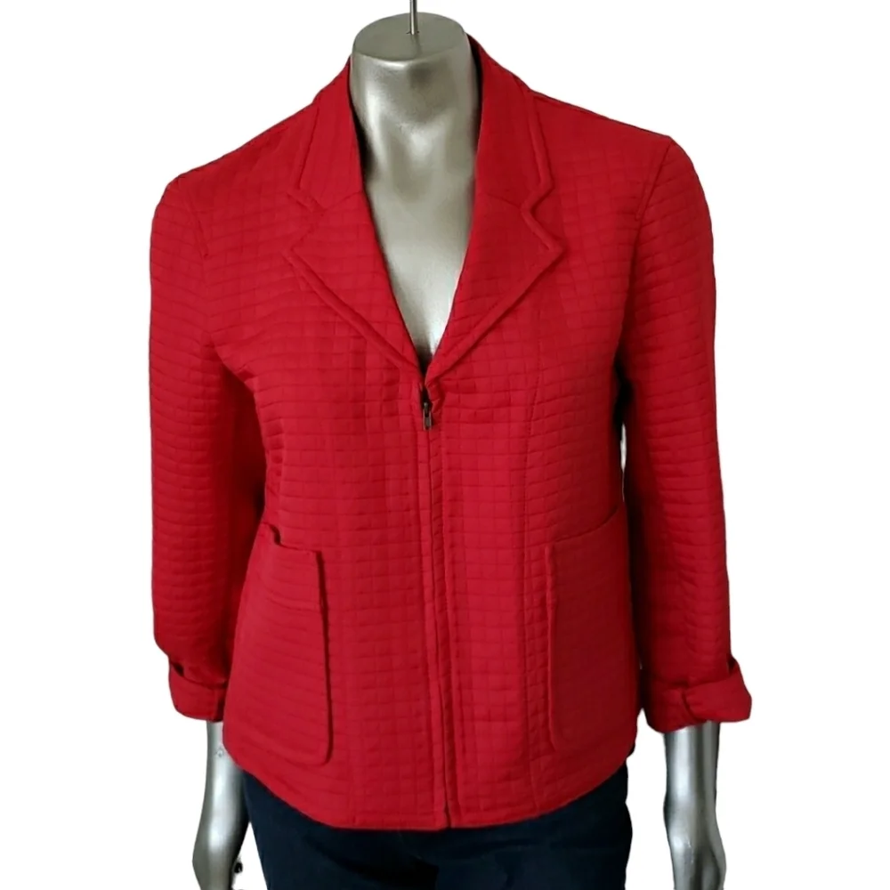 Harve Benard Red Quilted Zip Front Jacket Sz 12 ☆Like New☆‎ - Picture 2 of 8